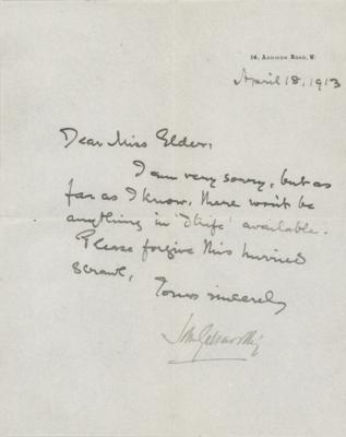 Lot #440 John Galsworthy Autograph Letter Signed