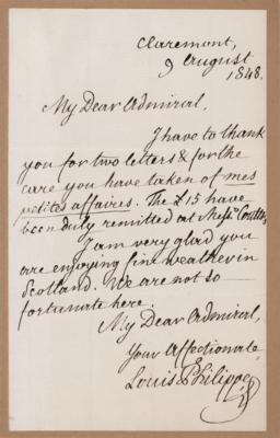 Lot #248 King Louis Philippe I Autograph Letter