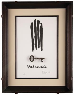 Lot #131 Nelson Mandela Signed Limited Edition 'Key & Bars' Lithograph and Replica Key - Image 2