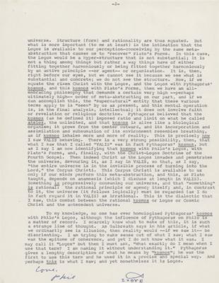 Lot #428 Philip K. Dick Typed Letter Signed on