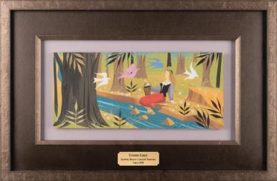 Lot #806. Eyvind Earle concept painting of Briar Rose from Sleeping Beauty