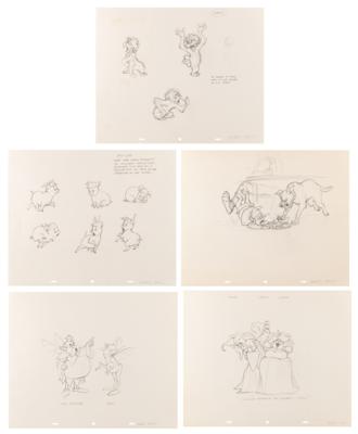 Lot #855 Marc Davis (5) character studies and concept drawings from The Black Cauldron - Image 1