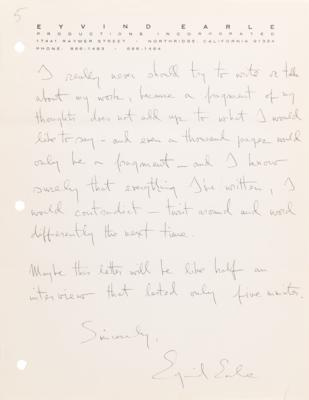 Lot #856 Eyvind Earle (6) Autograph Letters Signed with Handwritten Autobiography - Image 5