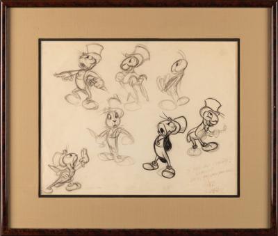 Lot #842 Jiminy Cricket model sheet drawing from Pinocchio signed by Ward Kimball - Image 3