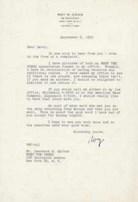 Lot #206 Roy Cohn Typed Letter Signed to Lawrence