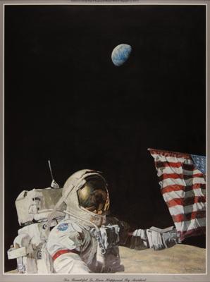 Lot #377 Gene Cernan and Alan Bean Signed Limited Edition Lithograph - 'Too Beautiful to Have Happened by Accident' - Image 1