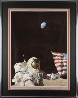 Lot #377 Gene Cernan and Alan Bean Signed Limited Edition Lithograph - 'Too Beautiful to Have Happened by Accident' - Image 3