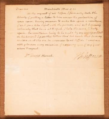 Lot #3 Thomas Jefferson Autograph Letter Signed to Dr. David Hosack, Attending Physician to Alexander Hamilton, Remitting Payment to an English Sculptor - Image 3