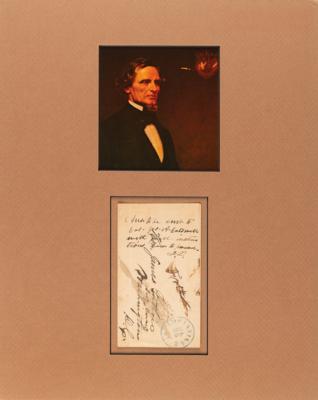 Lot #304 Jefferson Davis Autograph Note Signed