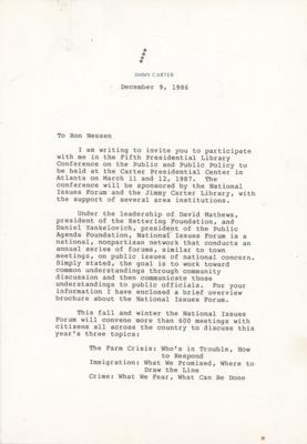 Lot #37 Jimmy Carter Typed Letter Signed on the Fifth Presidential Library Conference on the Public and Public Policy - Image 1