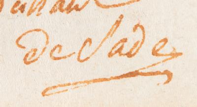 Lot #437 Marquis de Sade Autograph Letter Signed on His Release from Charenton: "At last I am free" - Image 2