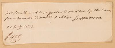 Lot #8 James Monroe Autograph Document Signed as Secretary of State (1812) - Image 2