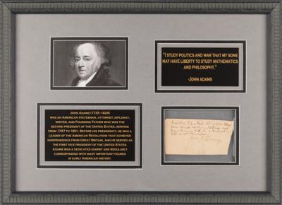 Lot #2 John Adams Third-Person Autograph Document