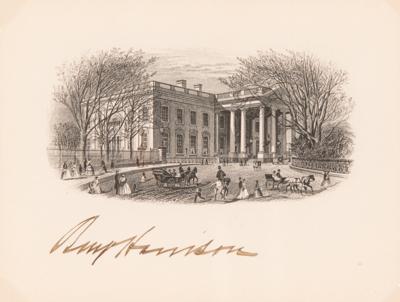 Lot #71 Benjamin Harrison Signed Engraving of the White House - Image 2