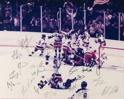 Lot #731 Miracle on Ice Multi-Signed (20) Oversized Photograph - Image 2