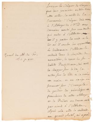 Lot #181 Jean-Jacques Rousseau Handwritten Manuscripts on Isabella of Valois and Pope Sixtus V - Image 5