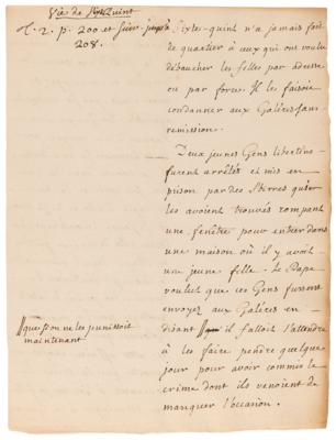 Lot #181 Jean-Jacques Rousseau Handwritten Manuscripts on Isabella of Valois and Pope Sixtus V - Image 6