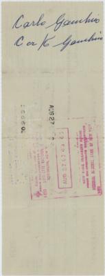 Lot #186 Carlo Gambino Signed Check