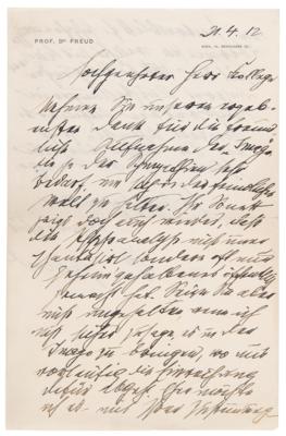 Lot #178 Sigmund Freud Autograph Letter Signed: "Psychoanalysis does not always fantasize but often only discloses what was kept secret" - Image 2