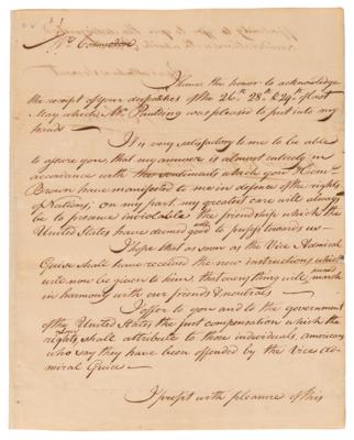 Lot #120 Simon Bolivar Letter Signed to Commodore Isaac Hull, Promising to "preserve inviolable the friendship which the United States have deemed well to profess towards us" - Image 2