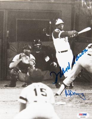 Lot #717 Hank Aaron and Al Downing Signed Photograph - Image 2