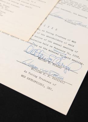 Lot #737. Walt Disney Document Signed for WED Enterprises - Disneyland's Holding Company