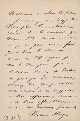 Lot #443 Victor Hugo Autograph Letter Signed