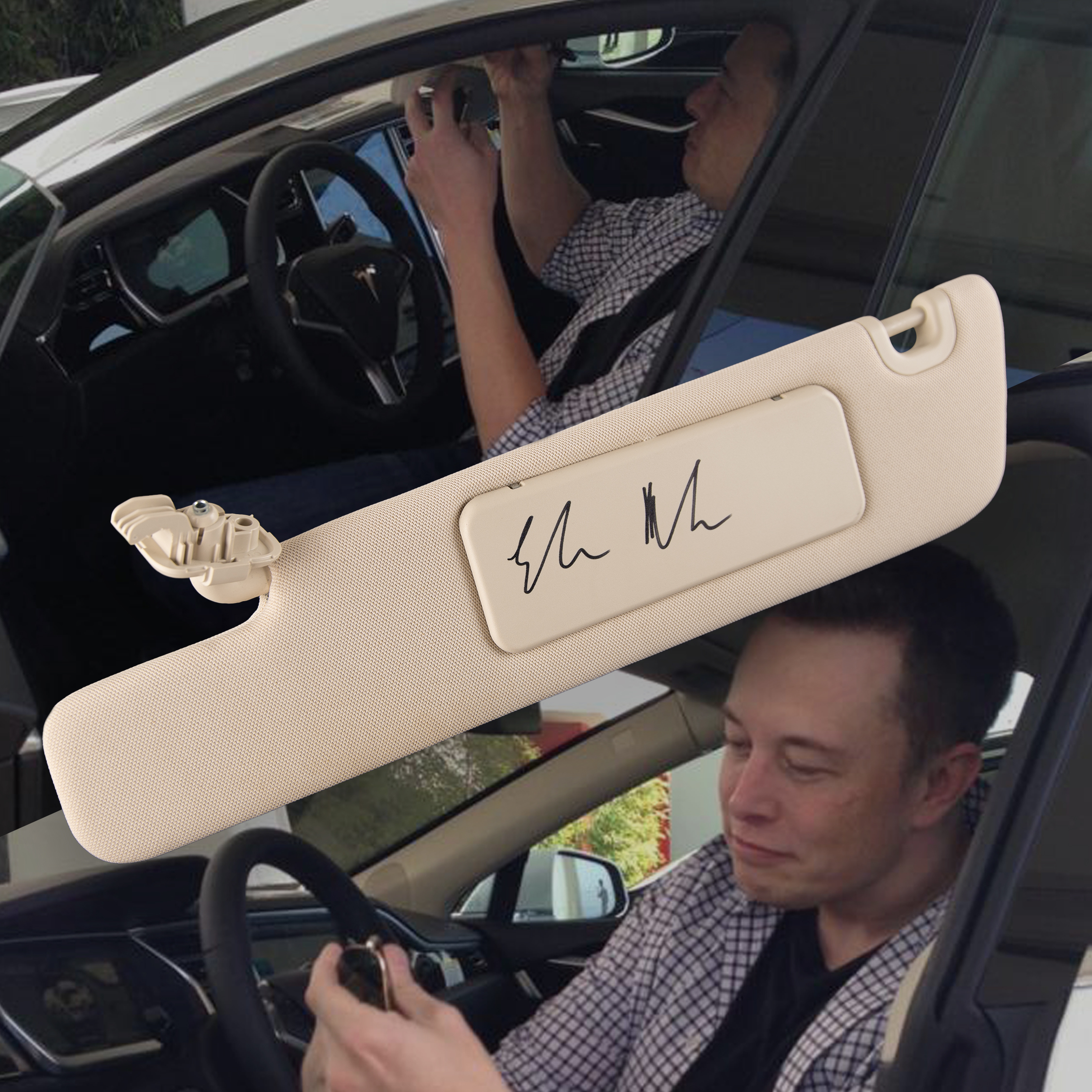 Lot #133 Elon Musk Signed Tesla Model S Sun Visor