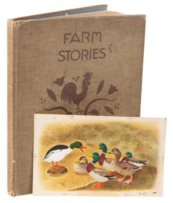 Lot #776 Gustaf Tenggren watercolor painting of a duck family from Farm Stories - Image 1