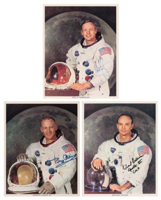 Lot #342 Apollo 11 (3) Signed Photographs -