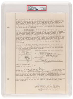 Lot #1212 Marilyn Monroe Signed 1951 Contract Page