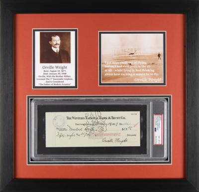 Lot #1132 Orville Wright Signed Check - PSA NM-MT