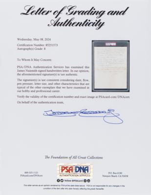 Lot #1235 James Naismith Autograph Letter Signed - PSA NM-MT 8 - Image 3