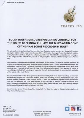 Lot #1172 Buddy Holly and Norman Petty Signed Publishing Contract for 'I Know I’ll Have the Blues Again' - PSA NM-MT 8 - Image 3