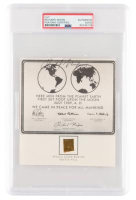 Lot #1034 Richard Nixon Signed Apollo 11 Plaque Print - Image 1