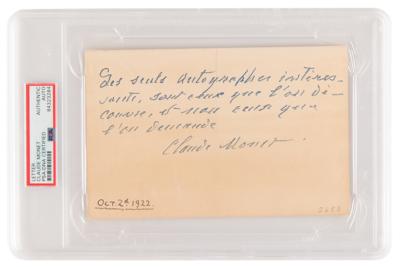 Lot #1143 Claude Monet Autograph Letter Signed