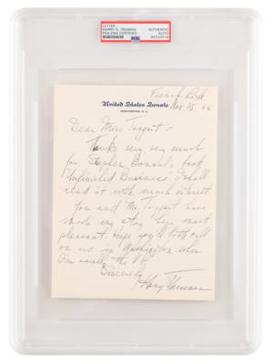 Lot #1014 Harry S. Truman Autograph Letter Signed