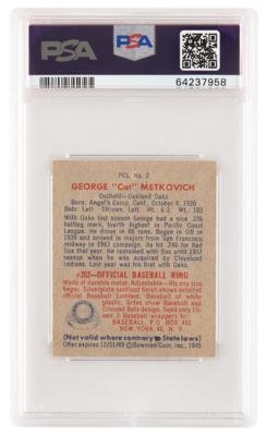 Lot #1242 1949 Bowman Pacific Coast League #2 George Metkovich PSA EX-MT 6 - Image 2