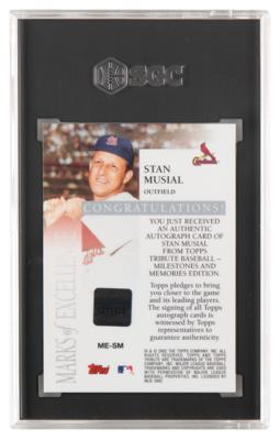 Lot #1255 2002 Topps Tribute Marks of Excellence Stan Musial Autograph SGC NM-MT 8/Auto 10 - Image 2