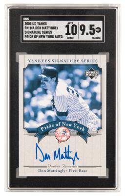 Lot #1256 2003 Upper Deck Yankees Signature Series Pride of New York Don Mattingly Autograph SGC MT+ 9.5/Auto 10 - Image 1