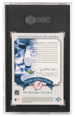 Lot #1256 2003 Upper Deck Yankees Signature Series Pride of New York Don Mattingly Autograph SGC MT+ 9.5/Auto 10 - Image 2