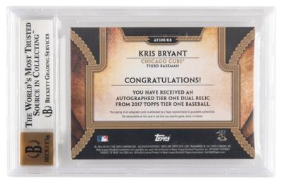 Lot #1263 2017 Topps Tier One Autograph Dual Relics Kris Bryant Autograph/Patch (#20/25) BGS MINT 9/10 - Image 2