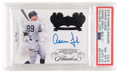 Lot #1265 2018 Panini Flawless Memorable Marks Aaron Judge Autograph (#1/1) PSA NM-MT 8/Auto 10 - Image 1