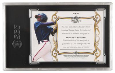 Lot #1264 2018 Leaf Trinity Platinum Spectrum Ronald Acuna Jr. Autograph (#7/25) SGC MT+ 9.5/Auto 10 - Image 2