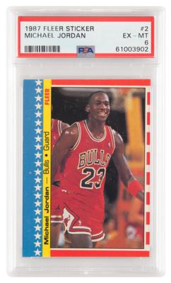 Lot #1249 1987 Fleer Sticker #2 Michael Jordan PSA