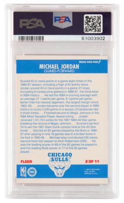 Lot #1249 1987 Fleer Sticker #2 Michael Jordan PSA EX-MT 6 - Image 2