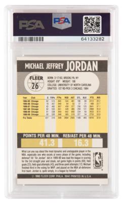 Lot #1250 1990 Fleer #26 Michael Jordan Signed Basketball Card PSA NM 7/AUTO 7 - Image 2