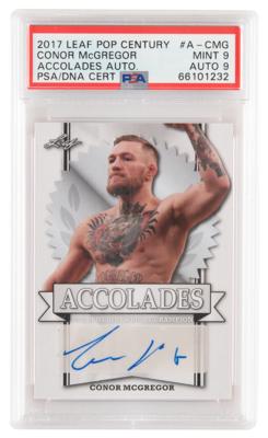 Lot #1262 2017 Leaf Pop Century Accolades Autographs Conor McGregor PSA MINT 9/Auto 9 - Image 1