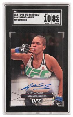 Lot #1260 2016 Topps UFC High Impact Amanda Nunes Autograph SGC NM-MT 8/Auto 10 - Image 1