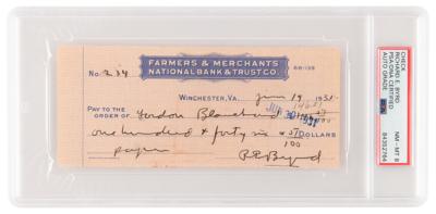 Lot #1083 Richard E. Byrd Signed Check - PSA NM-MT